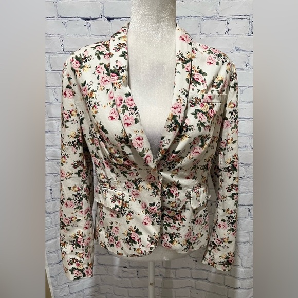 Yessica Elegant Floral Single Button Womens Blazer Size 40 - Picture 1 of 8